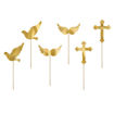Picture of MUFFIN TOPPERS - DOVE & CROSS METALLIC GOLD - 8.5 TO 11CM